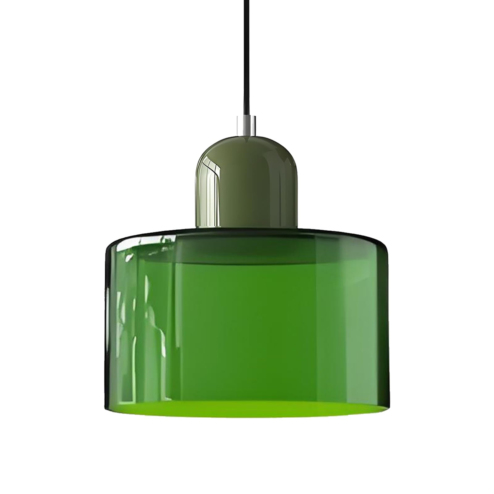 15cm Suspension Scandinave Moderne en Verre, Lampe Suspendue E27, Hauteur Réglable 200 cm, Métal & Verre, Luminaire Design pour Cuisine, Salle à Manger, Salon, Café, Bar (Vert Brillant)