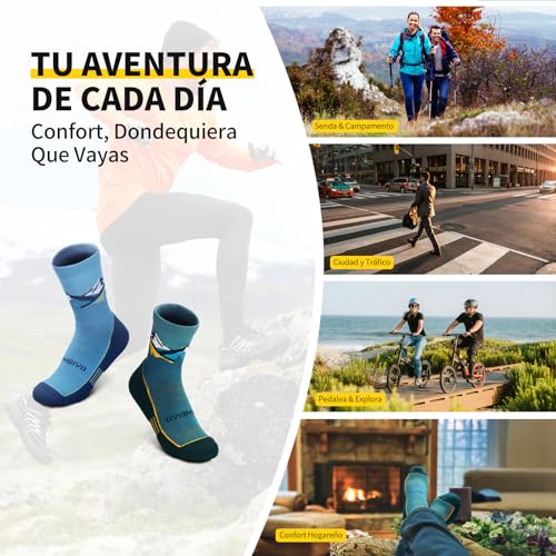 CAMBIVO Calcetines Antiampollas Senderismo 2 Pares, Lana Calcetines Trekking Hombre Mujer, Transpirables, Acolchado y Sin Costuras, Gruesos y Cálido, Diario & Deporte, para Running, Ciclismo, Trabajo - imagen 6