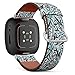 CJBROES Replacement Leather Watch Band, Compatible with Fitbit Versa 3 and Fitbit Sense of Wristband Bracelet Accessory - Ink Spots