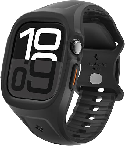 Spigen Apple Watch 46mm Seri 11/10 ile Uyumlu Kılıf & Kordon Liquid Air Pro Kaymaz Dokulu Yüzey Siyah Kayış - ACS09317 (Spigen TR Garantili)