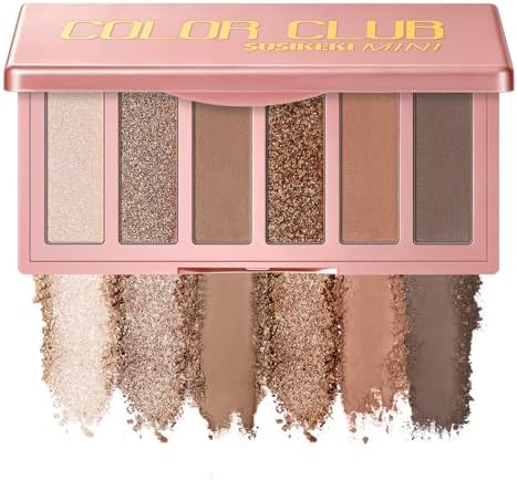 SUSIKEKI 6 Colors Mini Eyeshadow Makeup Palette Caramel & Bronzed Neutral Tone Eye Shadow Matte & Shimmer Nude Make Up Pallet with Mirror Blendable Highly Pigmented Travel Size Gift Kit 05