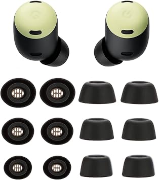 Eartips Compatible with Pixel Buds Pro Earbuds, 6 Pairs S/M/L Sizes Soft Silicone Replacement Ear Tips Eartips Earbuds Tips Compatible with Pixel Buds Pro, Black