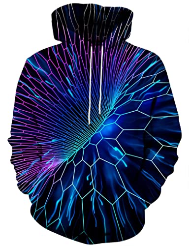 Eowjeed Mens Hoodies Novelty Sweatshirts 3D Digital Hoodie Pullover Sweatshirt For Women Colorful Hoody Sweater Drawstring Hooded Jacket Fashion Adult Clothes With Pocket Small #TOP3
