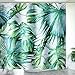 HAUSPROFI Duschvorhang Anti-schimmel 180x180 Duschvorhang Textil Wasserdichter Shower Curtain Antibakteriell mit 12 Duschvorhängeringen-Pflanze2
