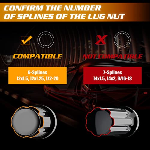 Mikkuppa 6 Point Spline Lug Nuts Tuner Socket Key Tool - With 17Mm Hex For 1/2-20 12X1.5 12X1.25 Black Lug Nut Socket #TOP2