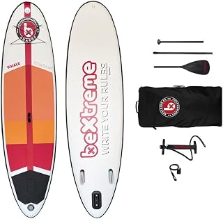 Tabla Paddle Surf Hinchable Unisex BeXtreme Whale. Tabla Sup Hinchable Stand up Padel Surf Kit con Remo Mochila Bomba Leash reparación. Medidas 10,5'x34 x6 Tabla para Hombre y Mujer