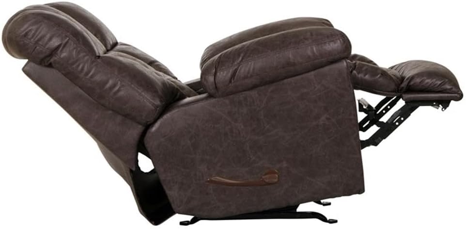 BOWERY HILL Full Chaise Glider Recliner, Gray Polyester Fabric, Cool Gel Memory Foam Seat Topper, Extra Tall Back, Lay Flat Design, Steel Seat Box, Durable Recliner for Living Room or Home Office