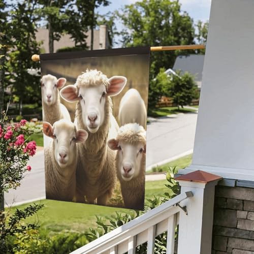 Drapeau de jardin mouton 71x101 cm grand format double face pour décoration extérieure
