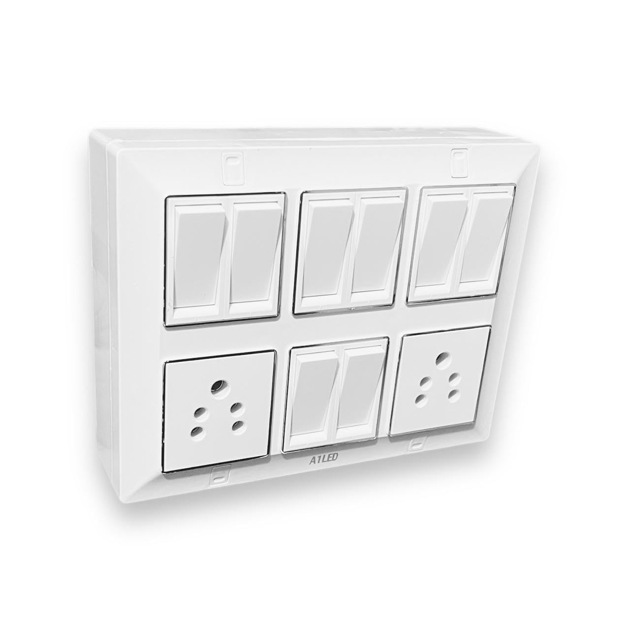 12-Module Silver Line Board with 8 Flat 10A Switches and 2 10A Sockets - Modern Electrical Panel-image-38