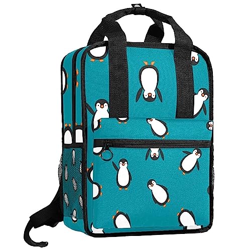 Cartable sac à dos pour garçons bleu à motif pingouin rigolo