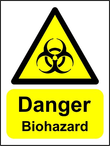 Image of Warning signs Danger Biohazard Safety sign - Self adhesive sticker 150mm x 100mm
