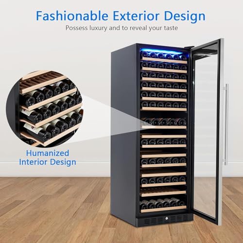Image of Towallmark Bottles Wine Cooler Refrigerator 177, Freestanding Compressor Wine Fridge 41F-64F Temperature Control Large Wine Cellar, Wine Cooler Refrigerator for Red White Wine, Champagne, Beer