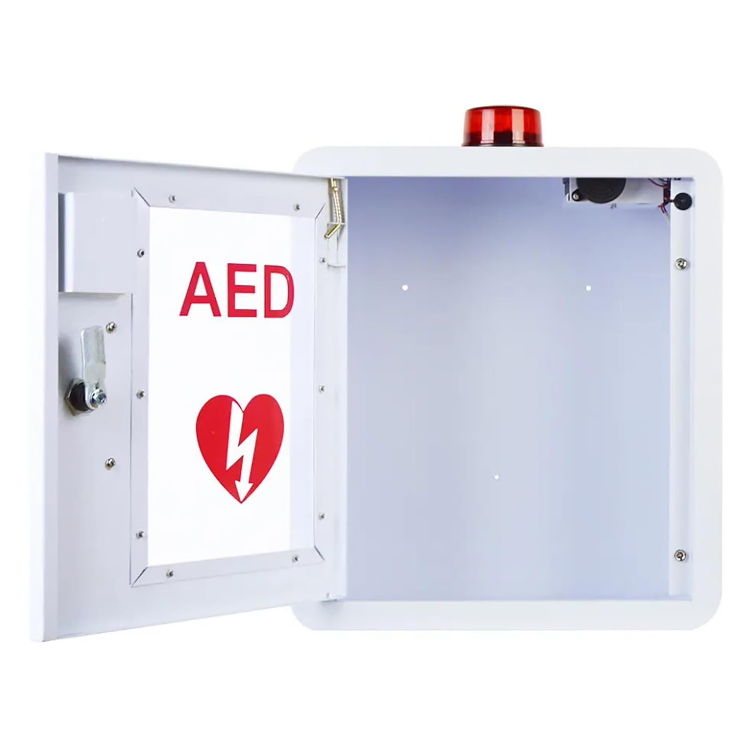 AED Cabinet, 1.2mm Steel and Alarm System, First Aid AED Defibrillator Storage Cabinet with Triangular Lock & 2 Keys, an indispensable supplement to offices, hotels, restaurants, social clubs