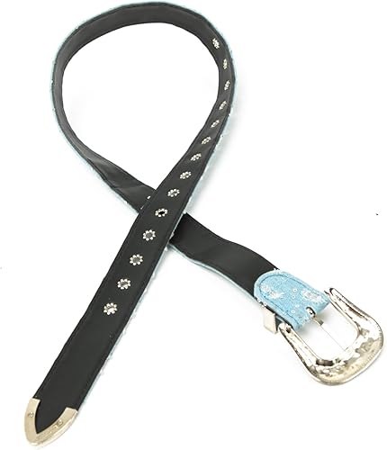 Miniatura 5 de ILuvatar Cinturón de mezclilla para mujer, correa de cintura azul para pantalones de vestir, cinturón de mezclilla