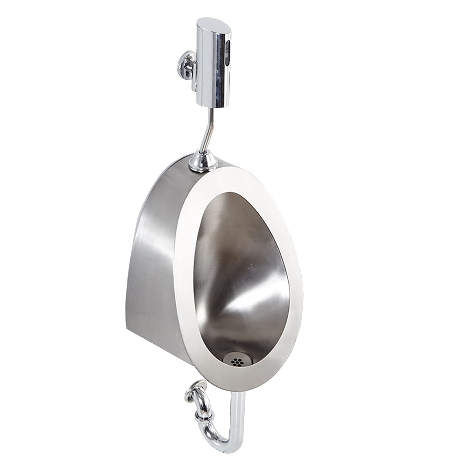 OTQEFTN Wall-Mounted 304 Stainless Steel Urinal, Male Urinal with Infrared Sensor, Toilet Urinal with Drain and Sensor, Used in Home, School and Hotel