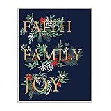 Stupell Industries Faith Family Joy Text Traditional Festive Holiday Typography, Designed by Heather McLaughlin Wandschild, blau, 10x15