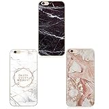 Freessom Lot de 3 Coque iPhone 6 plus/6s Plus Marbre Blanc Noir Ecriture Silicone Rigide Motif Souple Fantaisie Fine Anti Choc Cadeau Pas Cher