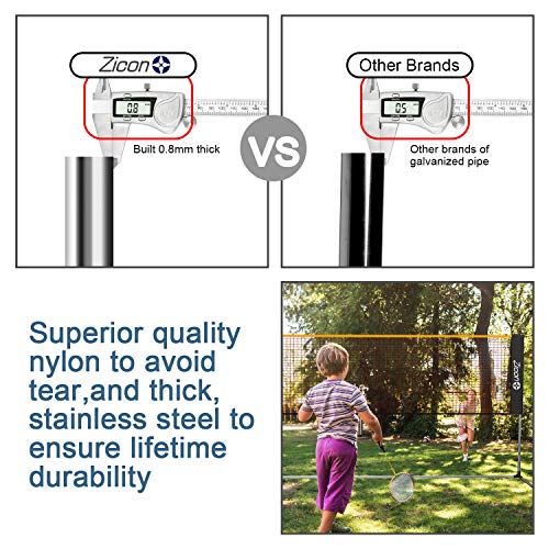 Zicon Portable Tennis Net,Stainless Steel Poles Badminton Net Set Adjustable Height Nylon Net Foldable/extendable Poles for Tennis, Pickleball,Soccer, Indoor, Outdoor Court, Backyard, Beach, Driveway by Zicon - Image 7