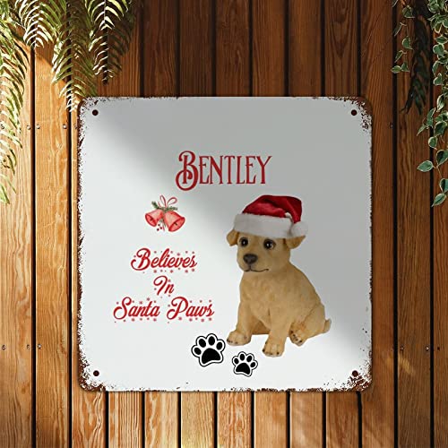 Panneau rottweiler de Noël en aluminium déco rustique 38cm