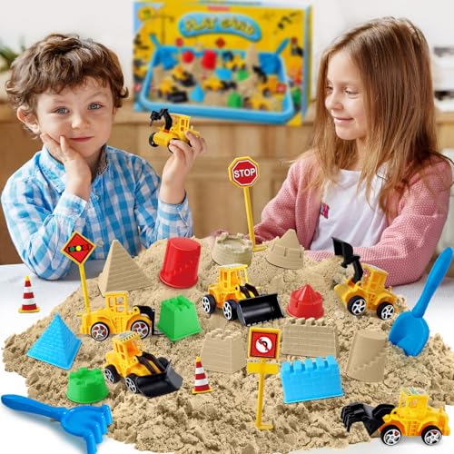 Image of Sensory Bin Construction Kit with Sensory Sand | Play Sand, Pretend Play Beach Toy, Sandbox for Girls and Boys