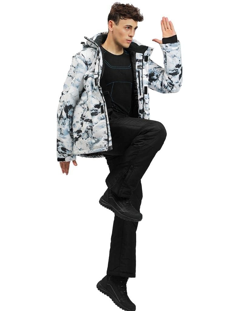ALSOGO Herren Ski Jacke und Hosen Set Ski Anzug Winter Wasserdicht Winddicht Kapuze Schneemantel 2-Stücke Snowboard Sets