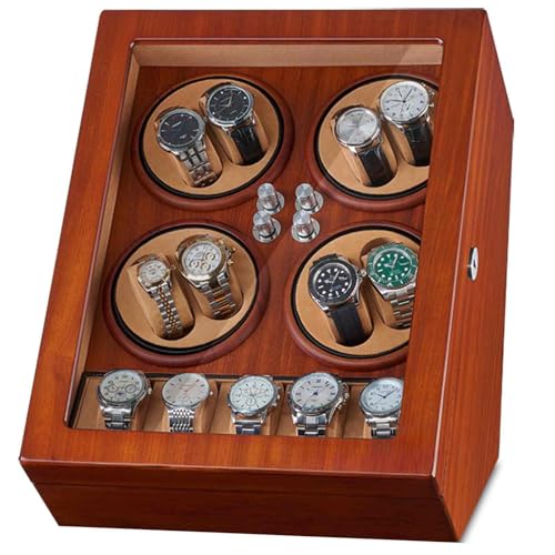 JXCCA Caja de reloj de madera para hombre, caja de misión automática de reloj, caja de regalo de reloj para hombre, 8 posiciones de bobinado y 5 posiciones de almacenamiento, color piano, rotación