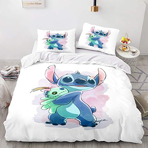 Bedding Set Little Blue Monster Queen Girls Cute Duvet Cover Full Quilt Cover King Bed Set Twin Kids Bedding Anime Bed Sheet Comforter King Set Boy Younth (A3,Queen(228X228CM))