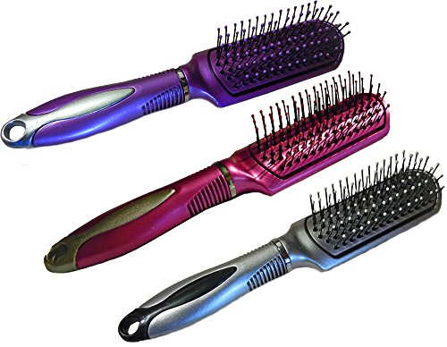 Girls Mini 7" Hairbrush- Colors Include - Pink, Purple & Silver (Purple, Silver & Pink)