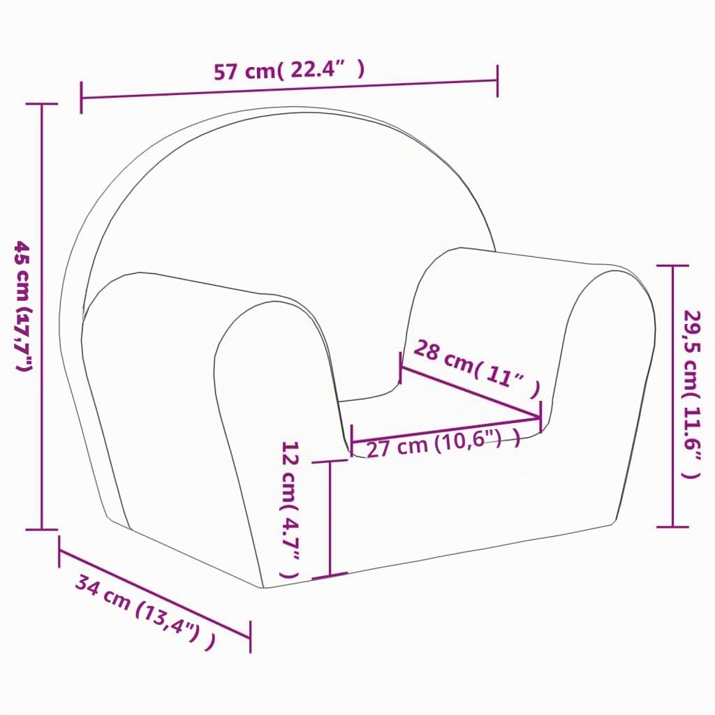vidaXL Canapé pour Enfants, Siège avec Accoudoirs pour Tout-Petits, Fauteuil avec Dossier pour Enfants, Gris Clair avec Étoiles Peluche Douce