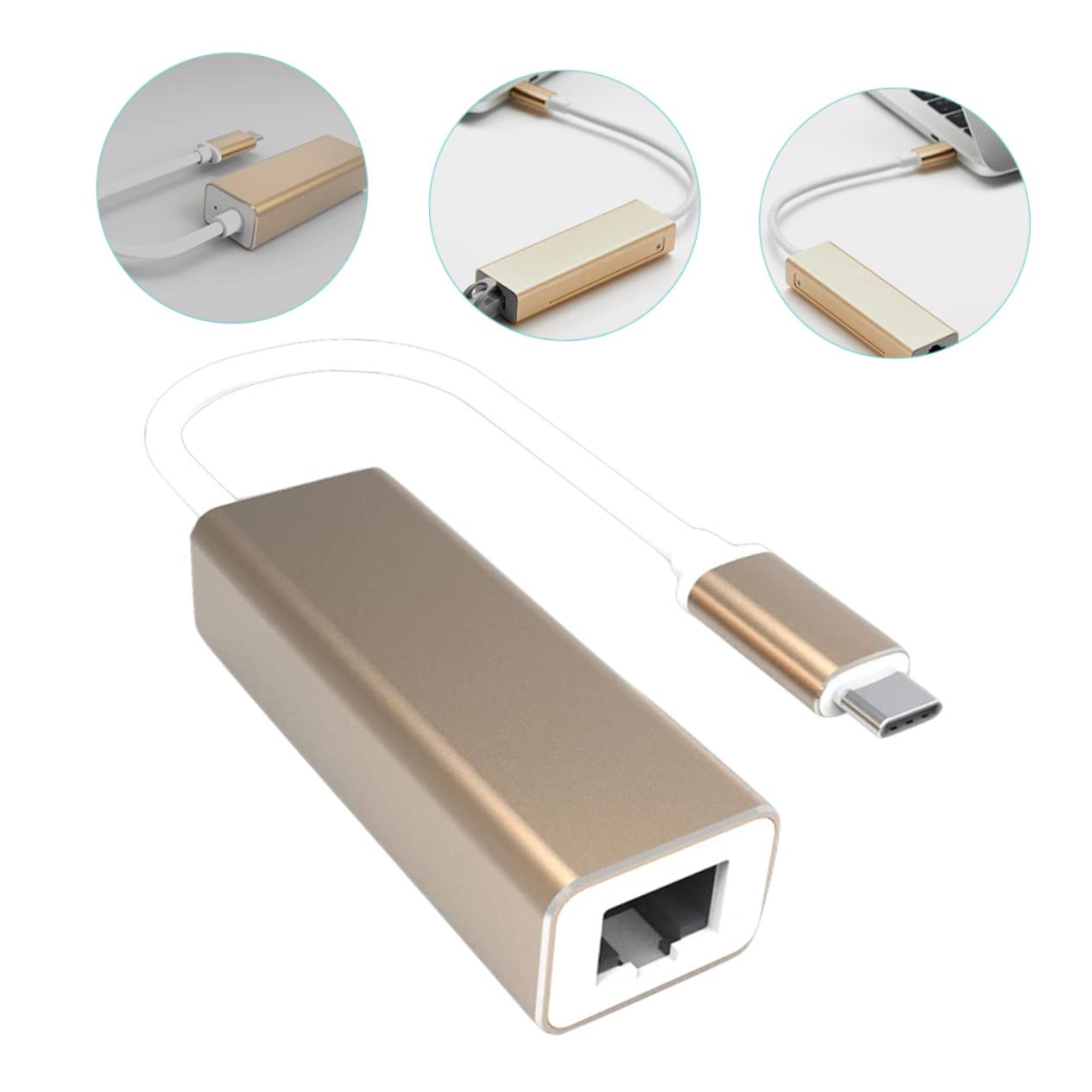 VILLCASE 3 Pezzi Adattatore Ethernet USB C Gigabit Mbps Compatibile con Laptop e Desktop Facile Usare Wake Up Remoto Per Gaming e Streaming