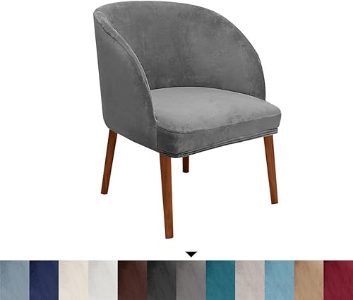 Miniatura 5 de Paquete de 2 fundas redondas de terciopelo suave para sillón con respaldo curvado, asiento ancho moderno de mediados de siglo, para sala de estar,