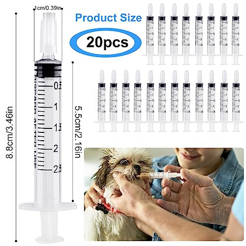 Spritzen 2.5 ml, 20 Stück Einwegspritzen Ohne Nadel, Plastikspritze mit Verschlusskappe, Kolostrum Spritze, Dosierspritze für Kleine Tierfütterung, Wissenschaftliche Labors