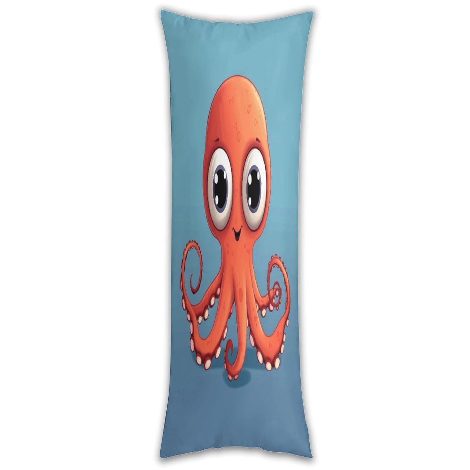 Big Eyed Red Octopus Pillow Cases Breathable Vertical Long Pillowcase Body Pillowcase with Hidden Zipper Closure Soft and Cozy Pillow Cover 20x54 Inches for Bedroom Couch