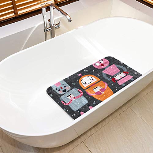 Alfombrilla de baño para bebé Bennigiry de 37x68 cm con ventosas y diseño de estrellas de robot 6