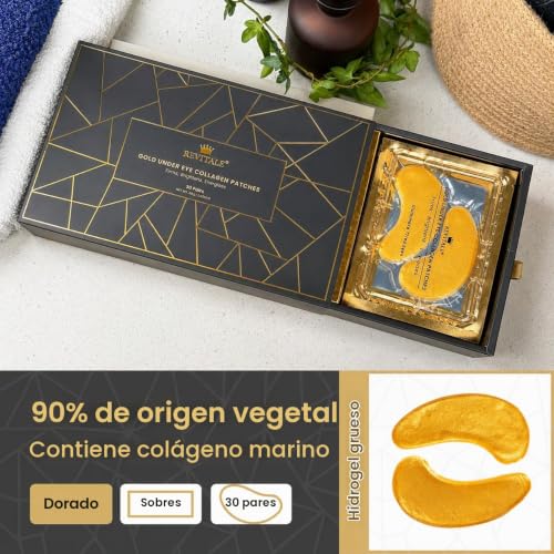 Miniatura 7 de Revitale Mascarilla De Colágeno Para Las Bolsas De Los Ojos De Oro, Mascarilla De Cuidado De La Piel Hidratante Anti Arrugas, Ácido Hialurónico Paquete De 30