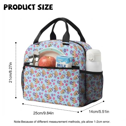 Lonchera infantil capibara ukelele con bolsillo y aislamiento para regalo de excursión 8