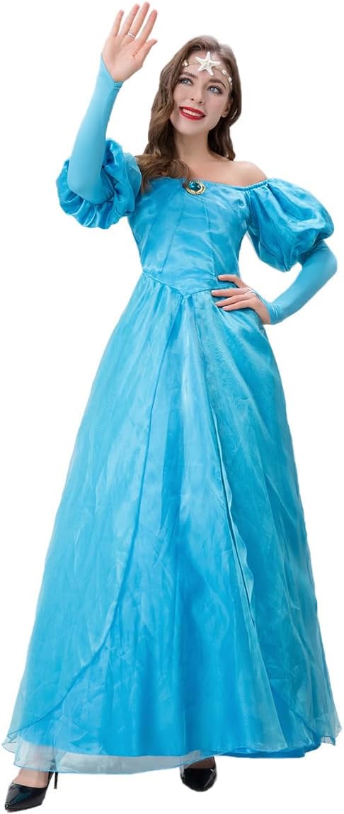 LANGWEI Women One-Shoulder Dress, Adults Fairy Tale Cinderella Princess Dress for Halloween Prom Cosplay Costume