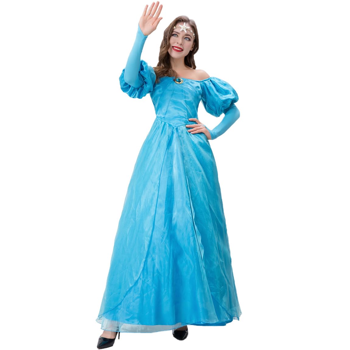 LANGWEI Women One-Shoulder Dress, Adults Fairy Tale Cinderella Princess Dress for Halloween Prom Cosplay Costume