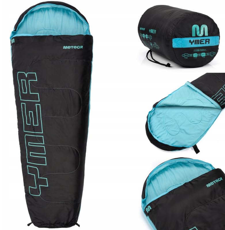 meteor Ymer Ultraleicht Kinderschlafsack – Temperaturbereich –5 °C bis 11 °C – komfortabler Schlafsack für Kinder 155×50 cm mit Soft Innenfutter –