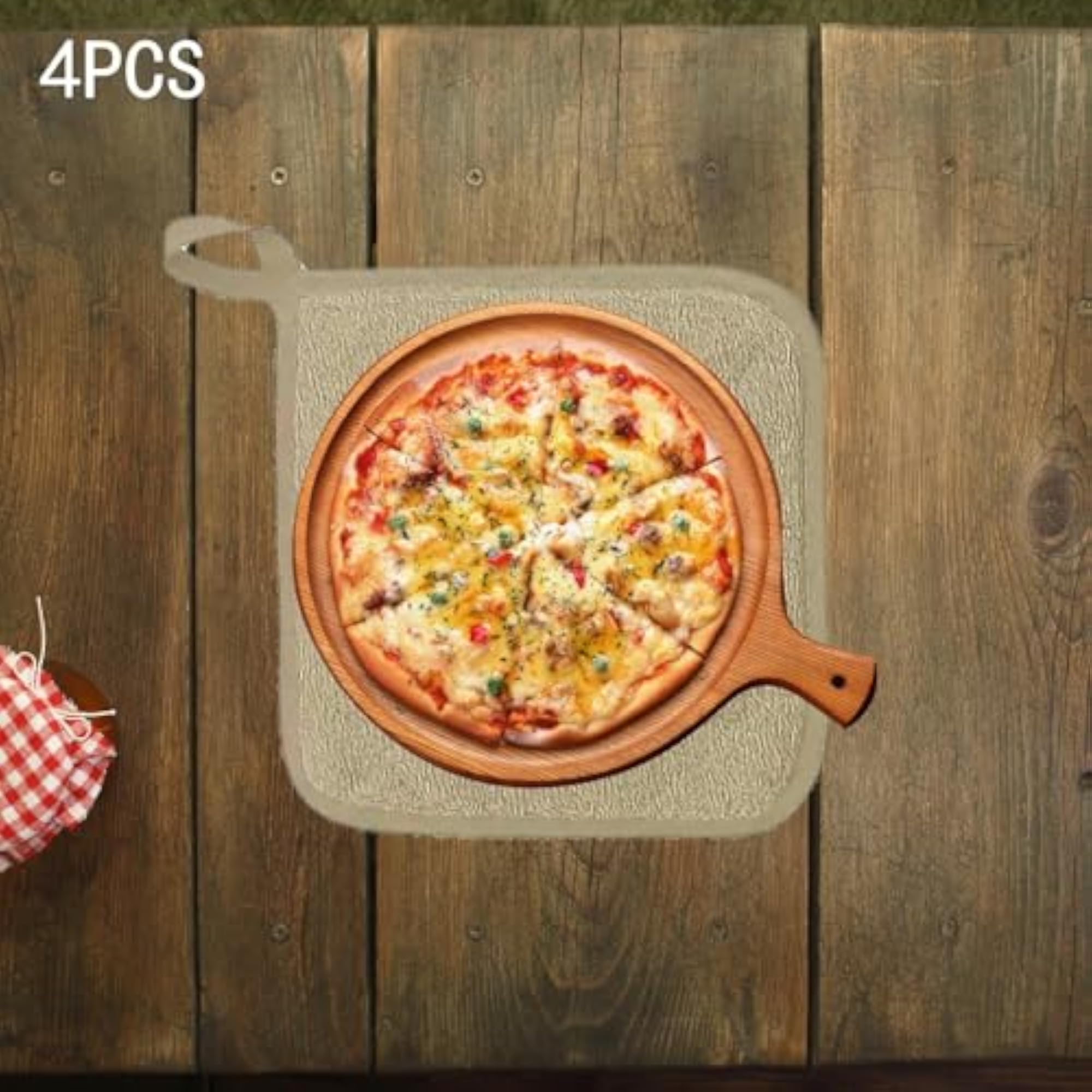 4 Pieces Kitchen Pot Holders Machine Washable Khaki