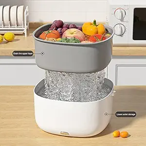Seadra Fruit and Vegetable Cleaner Machine, Ultra-Sonic Fruit Cleaning Devic, Double Draining Electric Washing Basket Ingredients Purifier for Fruit, Vegetables, Rice, Meat & Tableware