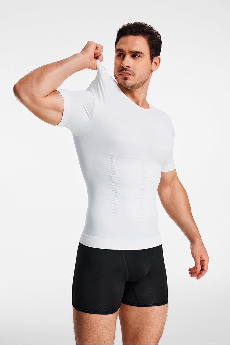Nebility Compression Shirt Men - Shapewear Mens Slimming Undershirt Short Sleeve Sports Athletic Workout Shaper Tank Top