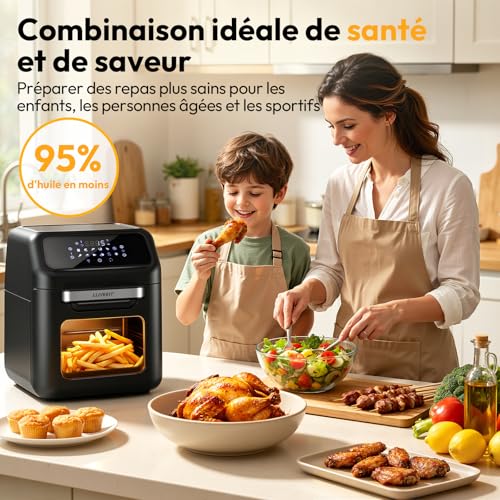 Friteuse à air chaud 12L LLIVEKIT : mini four 1800W et déshydrateur