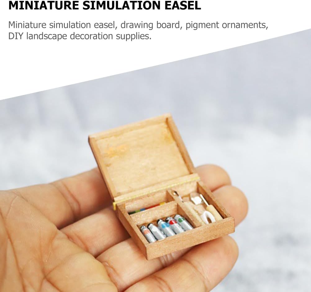 TOYANDONA Miniature Easel Kit with Small Canvas Stand and Mini Art Pallet Wooden Mini House Decor for Dollhouse Painting and DIY Creative Display - Image 5