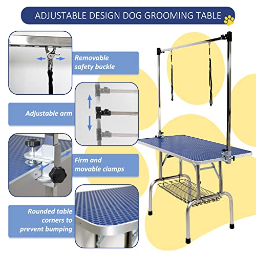 ROOMTEC 46" Dog Grooming Table,Foldable Home Pet Bathing Station with Adjustable Height Arm/Noose/Mesh Tray(Upgrade, Black) - Image 4
