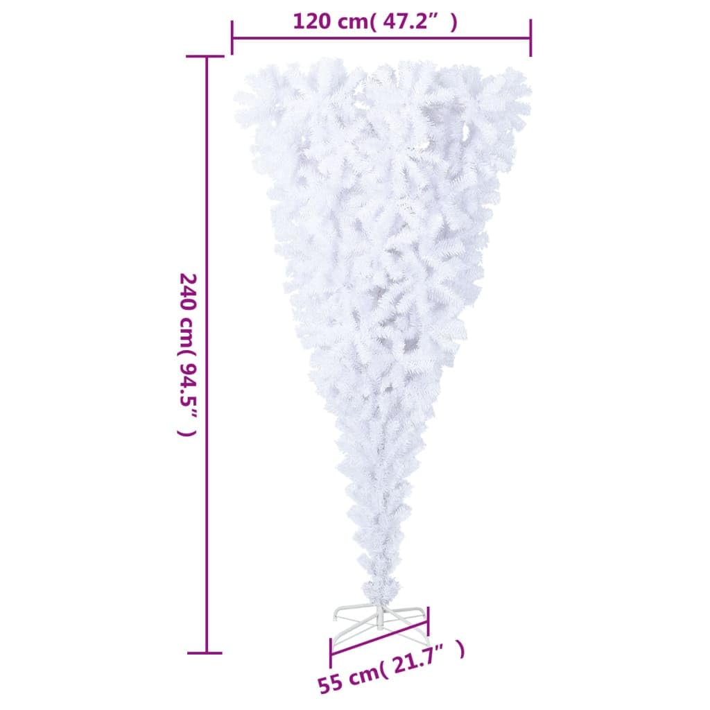 vidaXL Odwrócona, sztuczna choinka ze stojakiem, biała, 240 cm