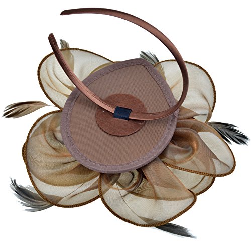 Image of DRESHOW Fascinators Hat Tea Party Headwear Ribbons Feathers on a Headband and a Clip for Women