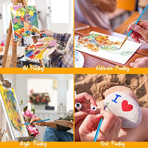 Soucolor Acrylic Paint Brushes Set, 120Pcs Round Pointed Tip Artist Paintbrushes For Acrylic Painting Oil Watercolor Canvas Boards Rock Body Face Nail Art, Halloween Pumpkin Ceramic Crafts Supplies #TOP5