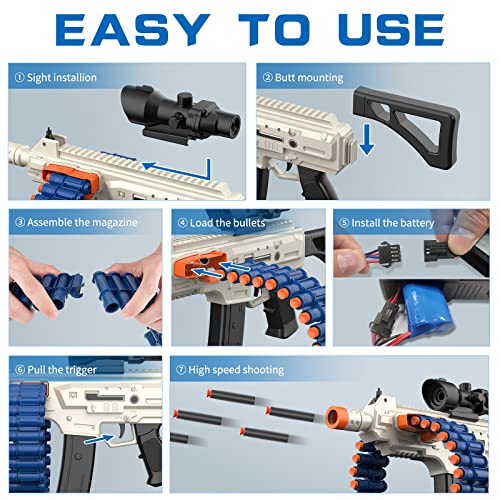 Electric Automatic Toy Guns, Jakmean Toy Gun Blaster With 30 Dart Clips And 100 Foam Darts, Outdoor Shooting Games Toys For 6-12 Year Old Boys & Girls Adults, Gifts For Birthday Xmas (J3A) #TOP4