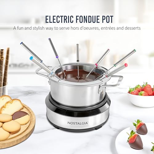 image for Nostalgia 8-Cup Electric Fondue Pot Set for Cheese & Chocolate - 8 Col